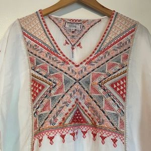 Johnny Was Embroidered 3/4 Sleeve Tunic, Medium